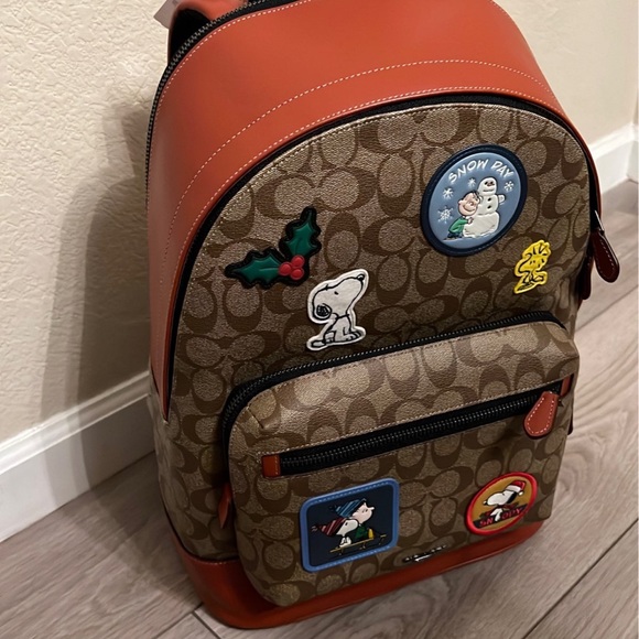 NEW Coach X Peanuts West Backpack In Signature Canvas With Patches - Picture 4 of 11
